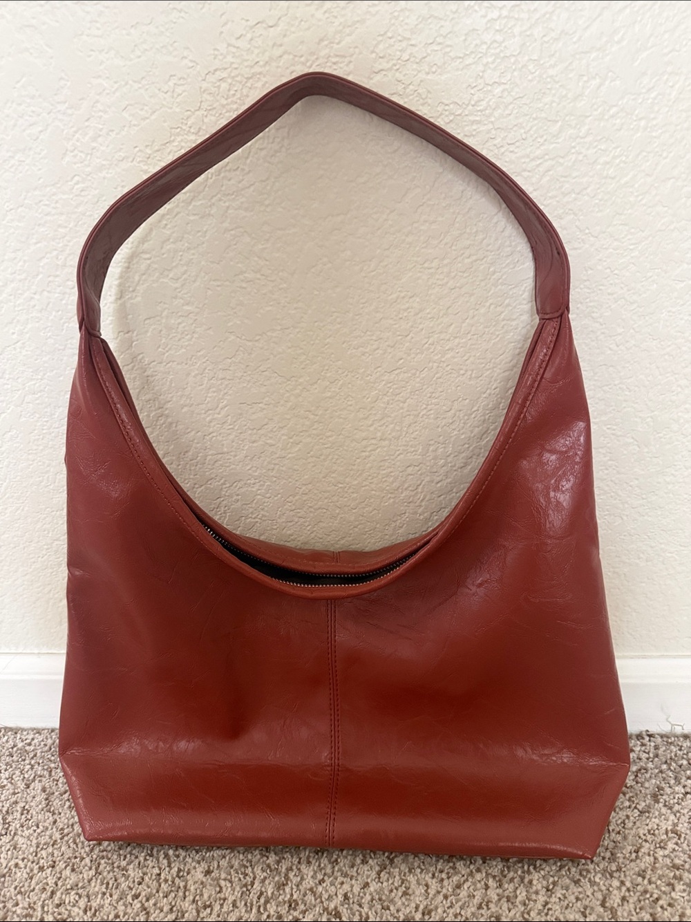 Classic Women's Shoulder Hobo Bag in Rust with two matching pouches